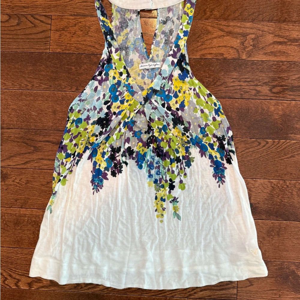 American Eagle Outfitters Floral Tank Top - Blue, Green, Purple